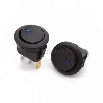 

10Pcs 23mm 12V Blue led Round Rocker Switch Led Dot Light 3 pins ON-OFF LED illuminated Car Dashboard Toggle SPST Switch