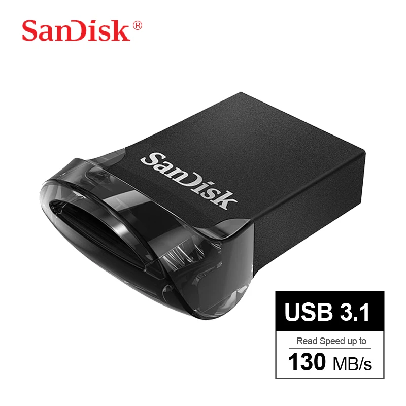 Двойной Флеш-накопитель SanDisk Ultra Fit USB флэш-накопитель USB 3,1 256 ГБ 128 Гб 64 ГБ 32 ГБ оперативной памяти, 16 Гб встроенной памяти, 130 МБ/с. флешки Высокая Скорость USB 3,0 USB Стик