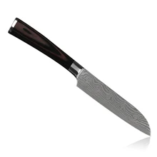 Дизайн, нож santoku для 5 дюймов, кухонный нож 7CR17, кухонные инструменты из нержавеющей стали с деревянной ручкой pakka, кухонные аксессуары