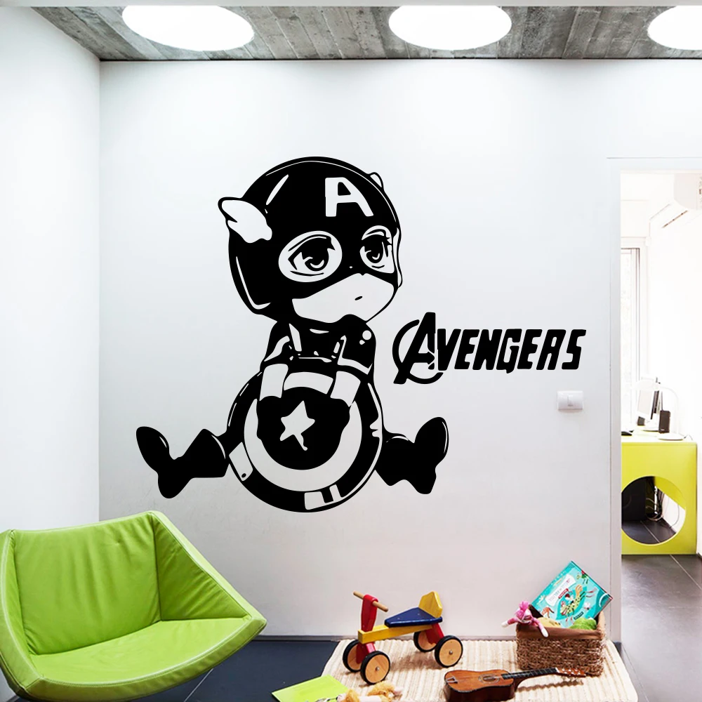 

Funny Lovely captain America Pvc Wall Decals Home Decor For Home Decor Living Room Bedroom Nordic Style Home Decoration