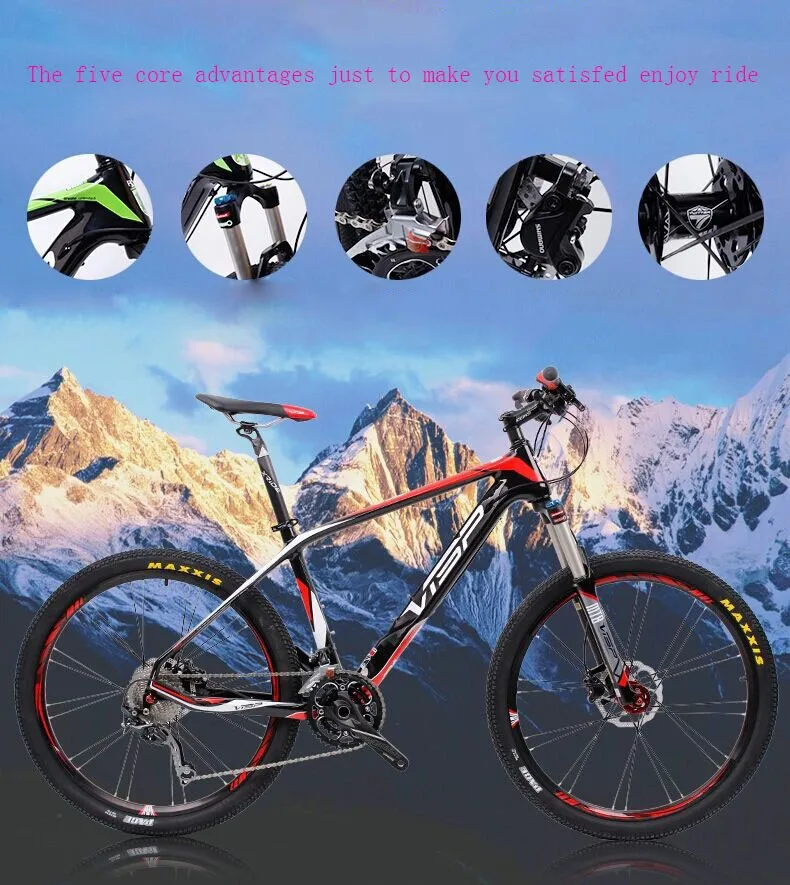 Sale 26inch carbon fiber mountain bike 27speed Shiman0 bicycle fork oil disc brakes gas ultralight carbon fiber frame Super light 0