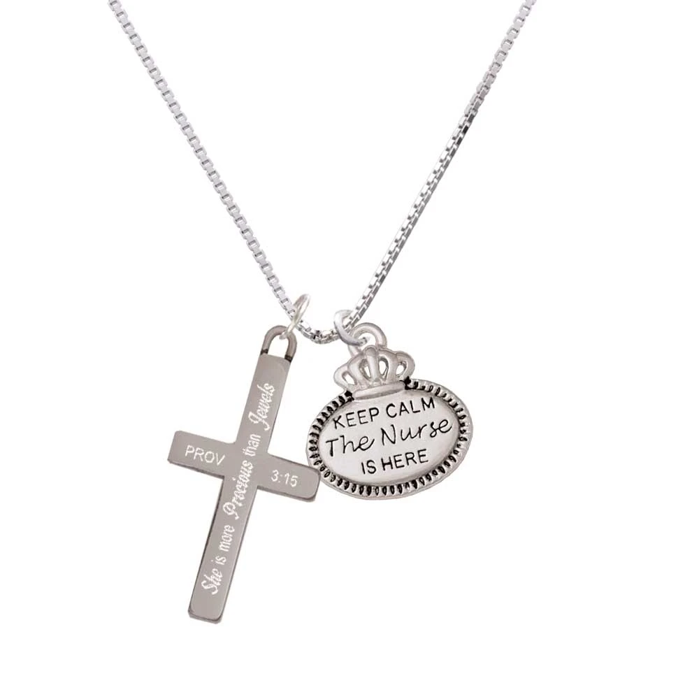 Keep Calm The Nurse is Here - She is More Precious - Cross Necklace