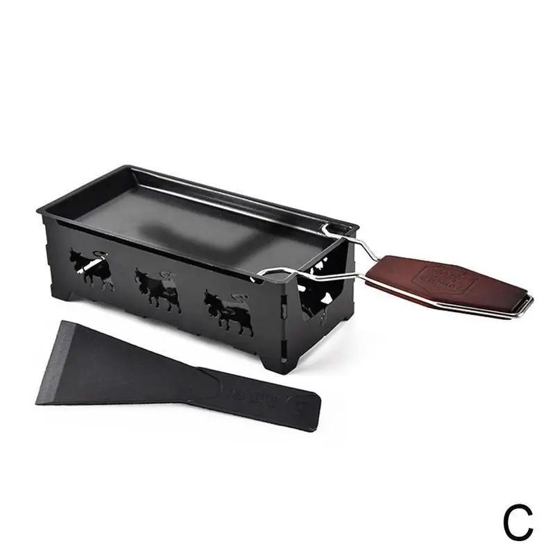 Portable Non-Stick Metal Cheese Raclette Oven Grill Plate Rotaster Baking Tray Stove Set Kitchen Baking Tool Milk Cheese - Цвет: Black Wood