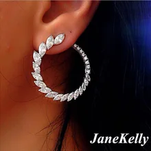 Лучшая Новая мода brinco чистого круглой формы серьги с цирконием кубической огранки для Для женщин с бесплатной доставкой