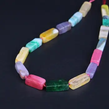 

15.5"/strand Rainbow Natural Agates Rectangular solid Nugget Pendant Beads,Mixtz Gems Loose Beads For Bracelat Jewelry Making