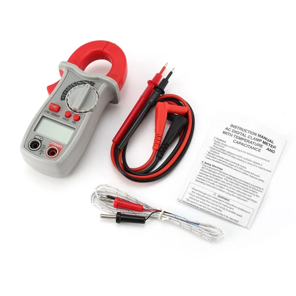JTW 3268GF Мини цифровой клещи мультиметр 3999 отсчетов Авто Диапазон AC/DC Вольт Ампер Ом