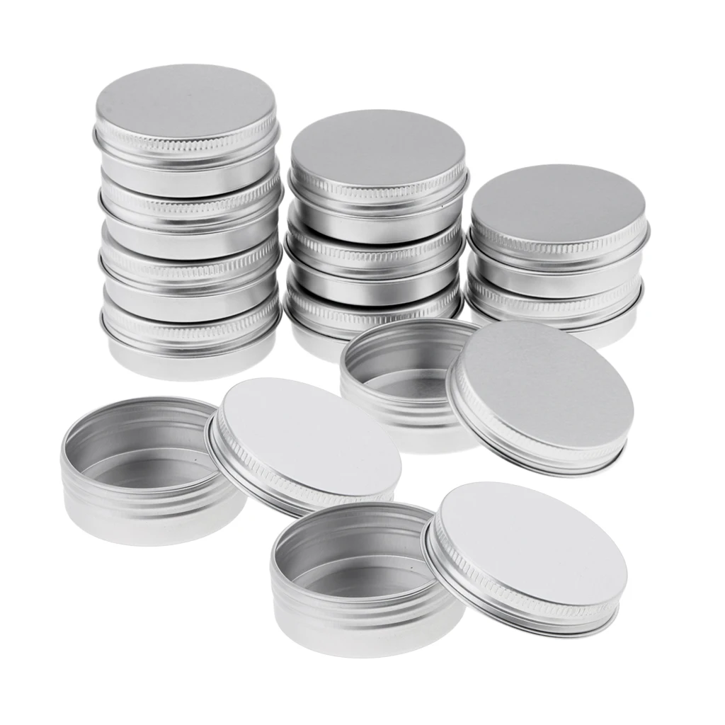 

12 Pack Aluminum Tin Jars 30ml Silver Screw Top Round Jars Metal Tin Cans Aluminum Containers Balm Tins