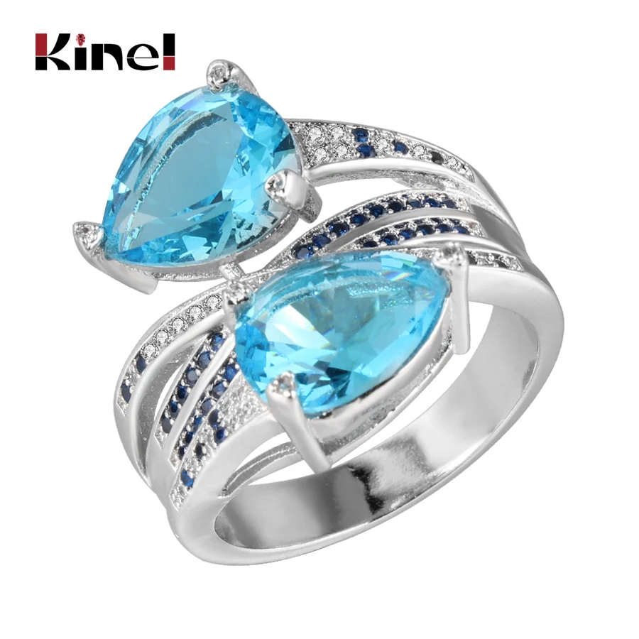 Buy Kinel Luxury Blue Zircon Rings Women