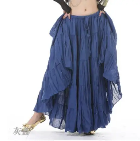 Женская юбка макси для танца живота льняная Vogue юбка богемная Цыганская полная юбка ATS черная - Цвет: Navy Blue