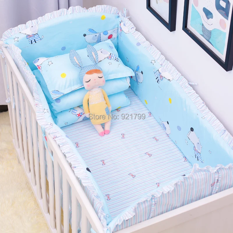 2018 New 6Pcs Baby Crib Bumpers Bedding Cartoon Baby Bedding Sets Bed Around Cot Sheets Cotton Thickening Beautiful Baby Bumper