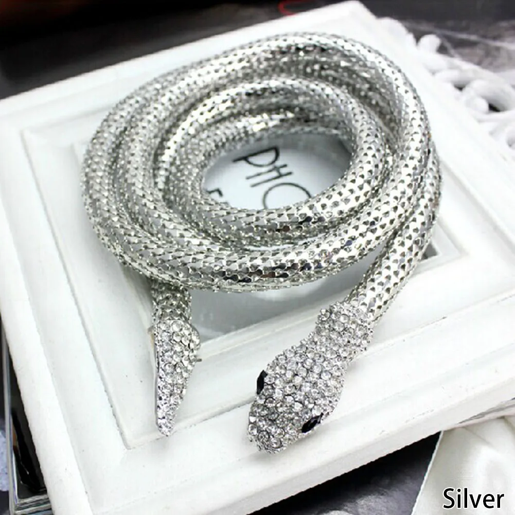 

Dropshipping gold/silver Snake Belt For Women Femme Bijoux Snake Necklace Women Crystal Belts Choker Necklace