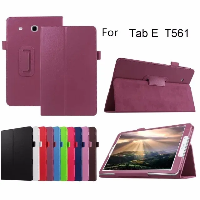 Смарт искусственная кожа Стенд Обложка для Samsung Galaxy Tab E 9.6 T560 T561 Планшеты случае Планшеты te Подставки Фолио тонкий защитный В виде ракушки
