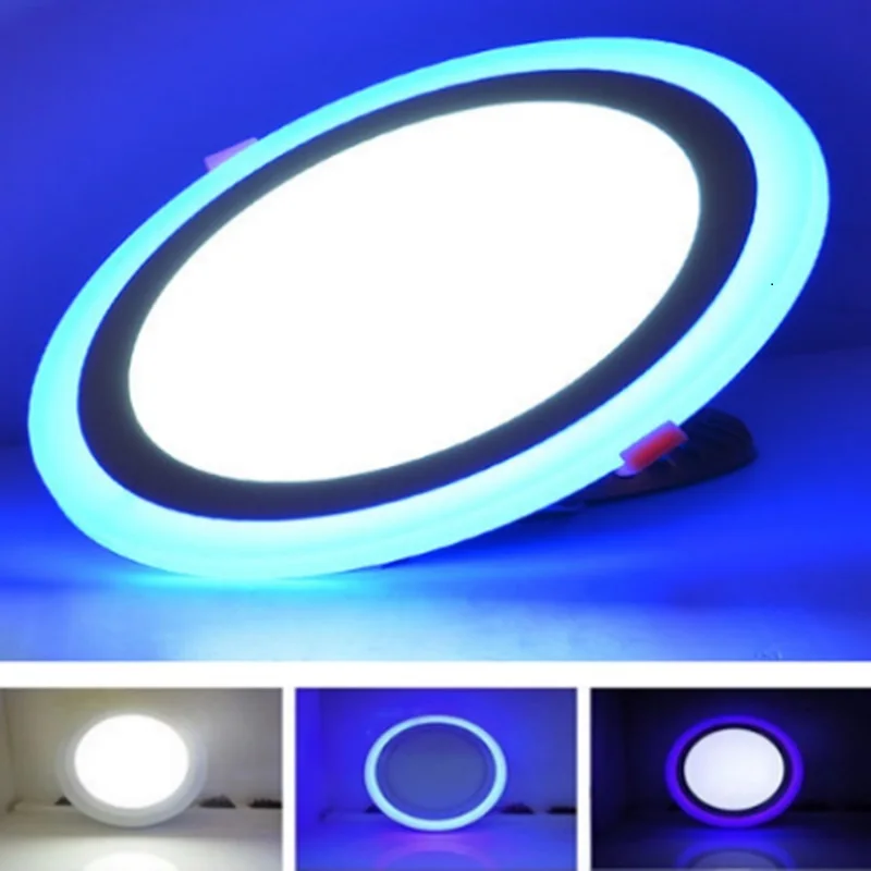 fall ceiling light Double Color LED Ceiling Light 6W 9W 16W 24W Recessed Ceiling Lamp Round Square Panel Spot Light AC85-265V Indoor LED Bulb bathroom ceiling lights