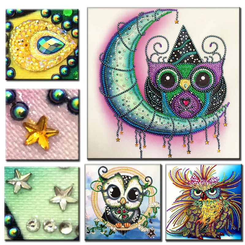 RUBOS DIY 5D Diamond Embroidery Owl Animals Special Bead Big Pearl Diamond Painting Mosaic New Sale Gift Craft Hobby Home Decor (19)