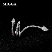 MIGGA 1pc Luxury Cubic Zirconia Crystal Snake Stud Earrings Cuff for Ear Bone CZ Stone Women Brincos