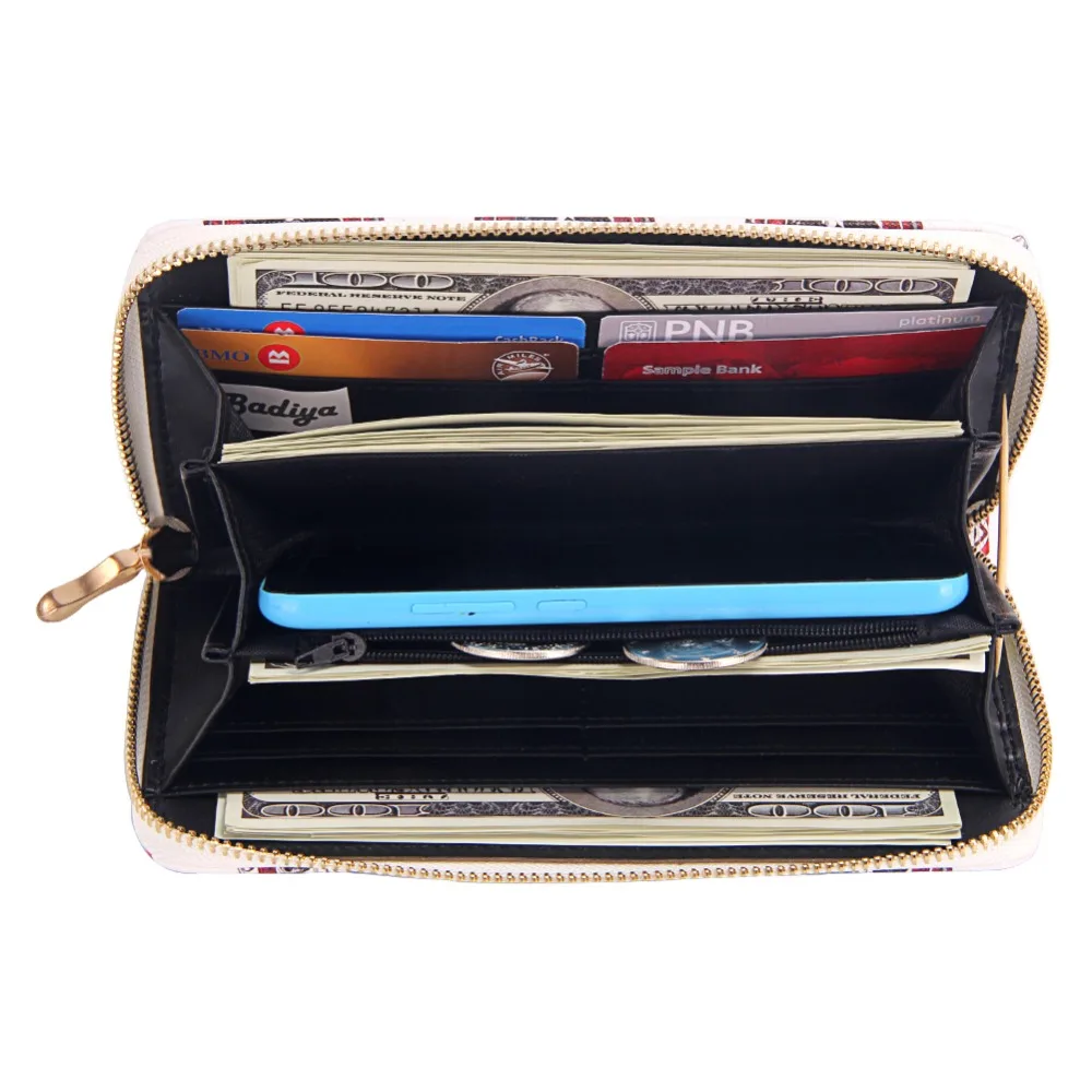 Badiya женский модный длинный кошелек с принтом из искусственной кожи, Женский держатель для карт, кошельки, Большой Вместительный клатч, сумка для телефона, повседневный кошелек для денег