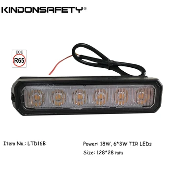 

50pcs Free shipping! ECE R65 R10 approved 18W car strobelight 6 LED lighthead surface mount grille light multivolt
