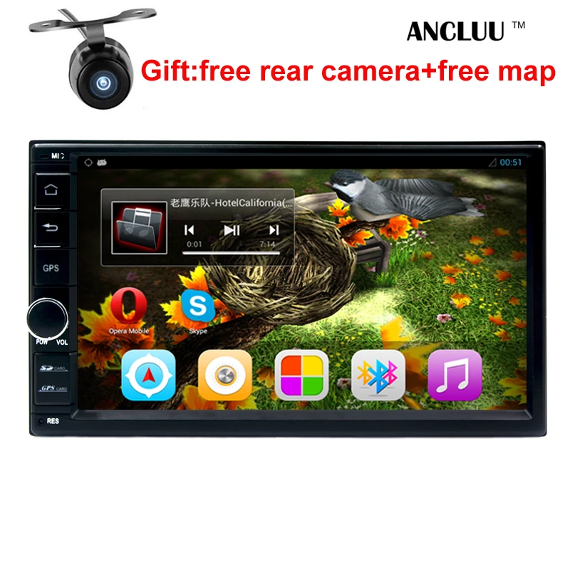 Free shipping 178 100mm 7 inch 2 din android 6 0 car dvd player GPS font