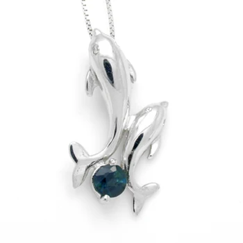 

Collares Collier Qi Xuan_Dark Blue Stone Dolphin Pendant Necklace_Real Necklace_Quality Guaranteed_Manufacturer Directly Sale