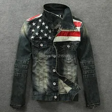 Taste Amerikanische flagge jeans jacke Vintage jeans denim mantel fit hoodie dünne stilvolle fit langarm SMLXLXXL3XL
