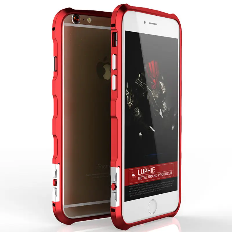 Luphie Металлического Алюминия Бампер Для Apple Iphone 6s Case Без винт Shockpoof Бампера Металла