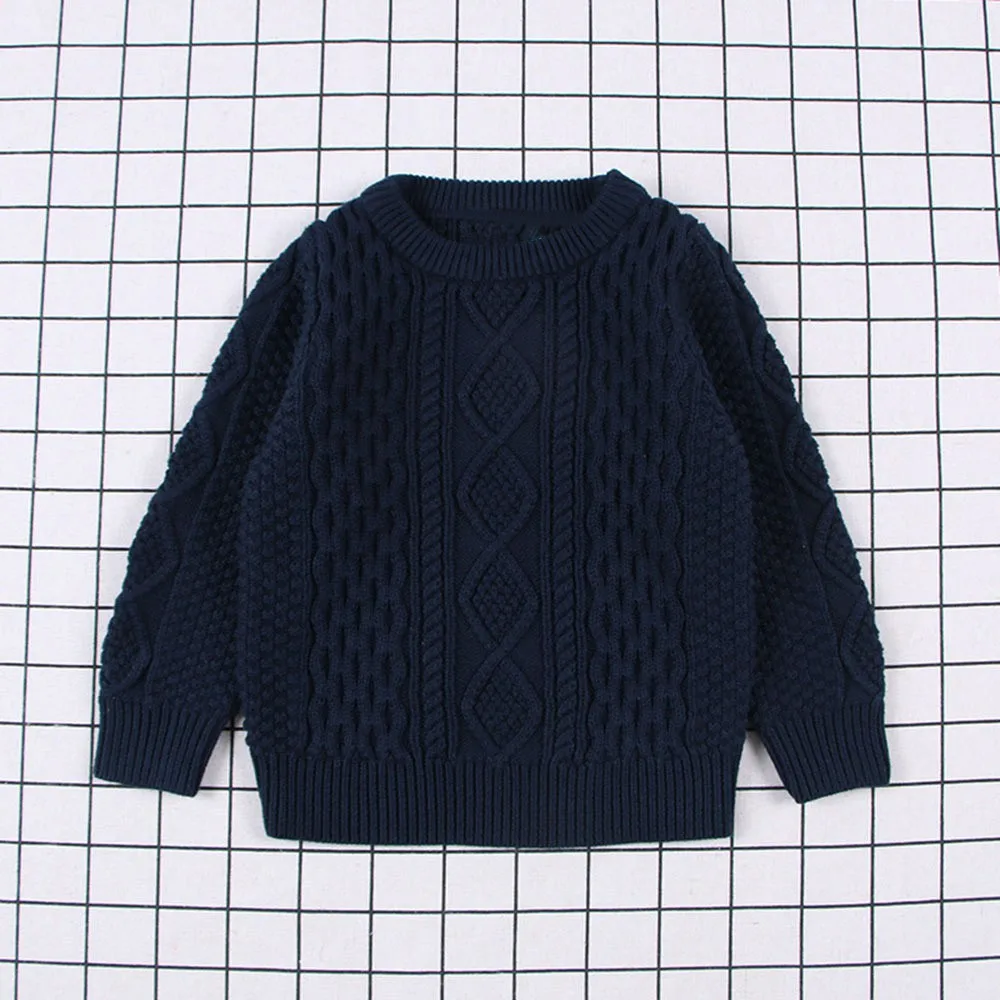 Новая детская одежда теплые хлопковые пуловеры для мальчиков, свитера с плюшевой подкладкой зимняя Осенняя вязаная Свободная куртка для девочек топы, 12 мес.-6 лет, 827