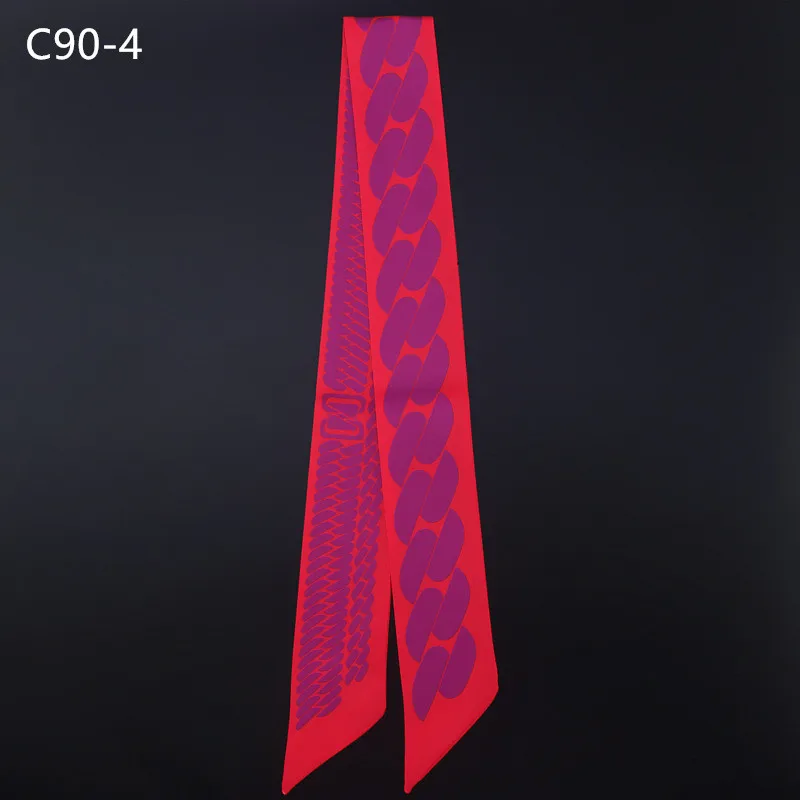 Мы фабрика Шелковый роскошный женский шарф с принтом брендовая сумка с шарфом ленты модная головная повязка Маленькие длинные тонкие шарфы C7394 - Цвет: 39