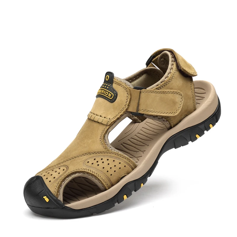 

JMaiou 2019 Big Size PU Leather Men Sandals New Summer Men Shoes Beach Sandals for Man Fashion Brand Outdoor Casual Sneakers