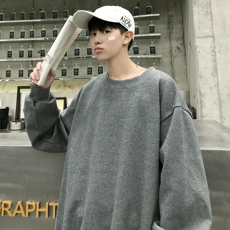 

Hoodies Men 2019 Spring New Fashion Solid Color O-neck Casual Sweatshirt Man Streetwear Hip-Hop Long Sleeve Pullover M-5XL