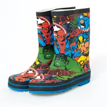 2019 nova disney homem-aranha das crianças hulk eua equipe super herói liga meninos botas de chuva de borracha sapatos de água antiderrapante tamanho 23-36