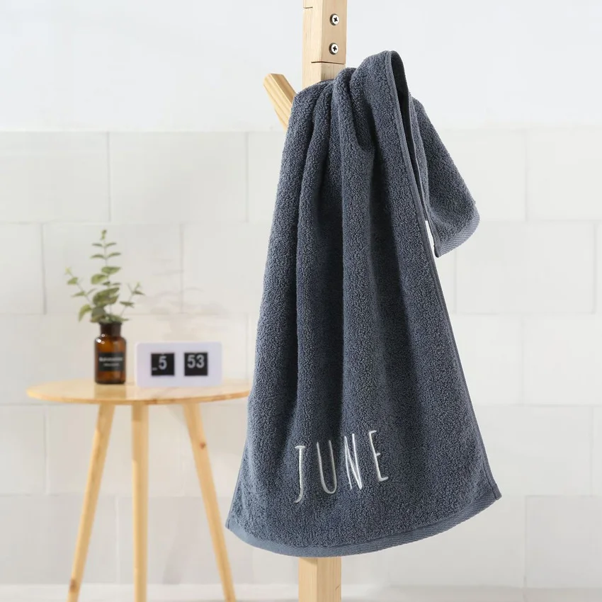 Хлопковое полотенце для лица, 12 месяцев, вышивка буквами, ванная комната, домашний отель, современные полотенца для взрослых, детей 35x75 см, 140 г, Toalla de cara - Цвет: Grey June