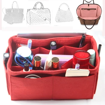 

Fits[Keepall 45 50 55 60] Felt Tote Organizer Purse Insert Bag in Bag Cosmetic Makeup Diaper Handbag(w/Milk Water Bottle Holder)