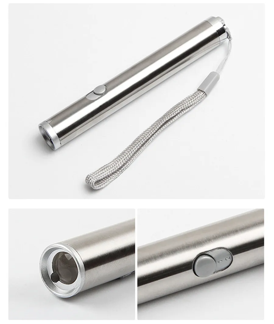 Multifunction 304 Stainless Steel Red Dot Laser Pointer Mini LED Flashlight Moon Light Lamp 2 in 1 Lazer Sight Laser Point Pen (5)