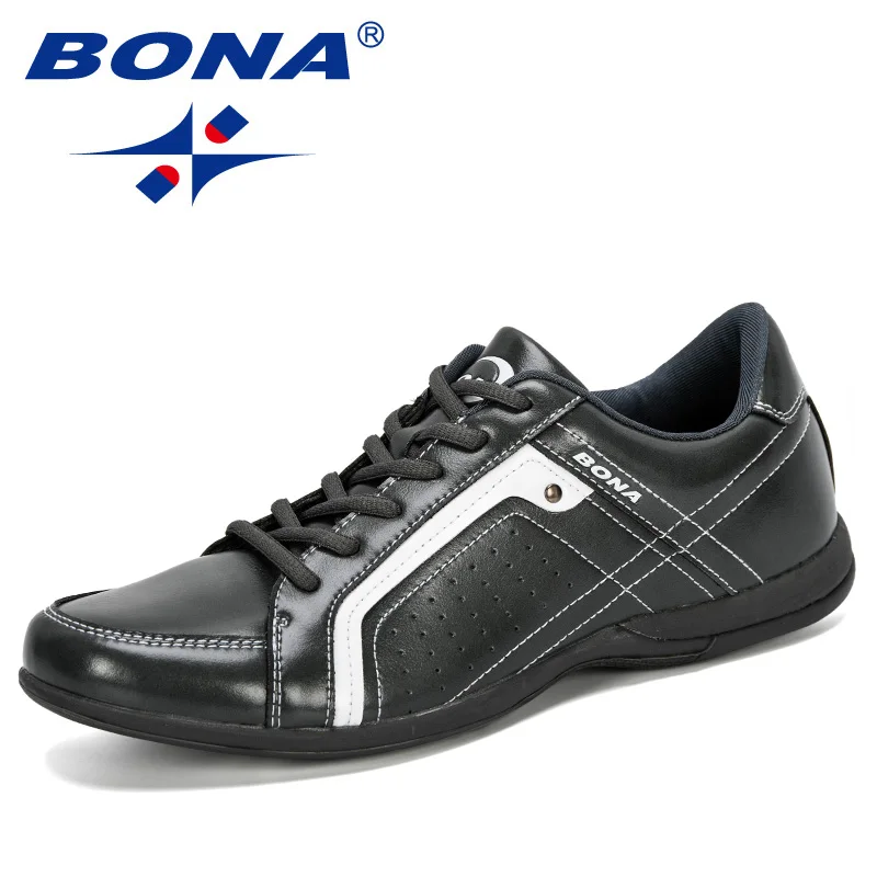 BONA Men Flats Microfiber Lacing Shoes Breathable Men Casual Shoes Fashion Sneaker Men Loafers Outdoor Man Leisure Footwear