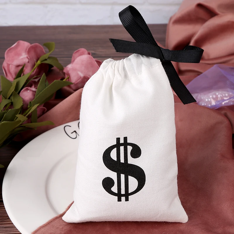 100pcs Cotton Bags Custom Logo Jewelry Storage Packaging Ribbon Gift Pouch White Canvas Drawstring Display Wedding Favors Bag logo white наволочка 50 x 75 см