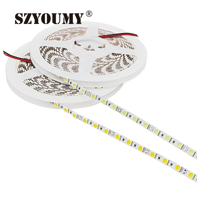 Szyoumy Светодиодные полосы SMD 5050 свет не Водонепроницаемый Клейкие ленты fita 5 м 420led DC 12 В Surper яркий 84led/ м полосы Клейкие ленты