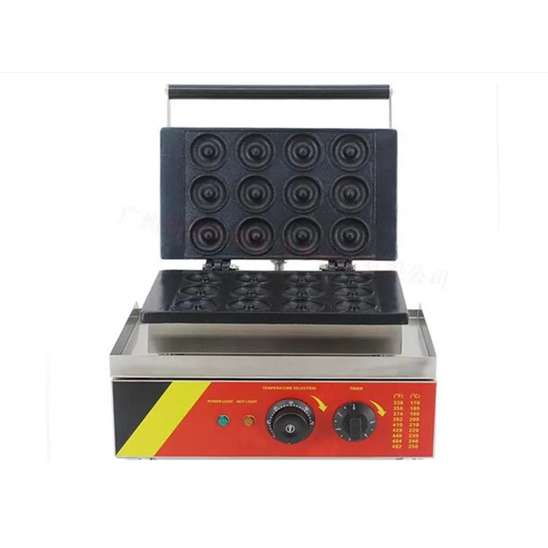 

110V/220V Commercial Non-stick Electric 12pcs Doughnut Maker Machine Round Donut Baker Iron Mold Machine Waffle Maker