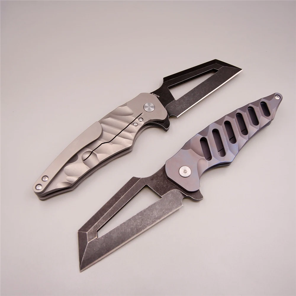 Новый Белый складной большой нож shark 60 hrc TC4 титановые ножи S35VN stonewash blade карманный