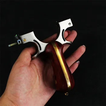 

Professional Hunting Slingshot Stainless Steel Catapult + Wood Handle with Rubber Band Outdoor Shooting Game Sling Shot 2019 New