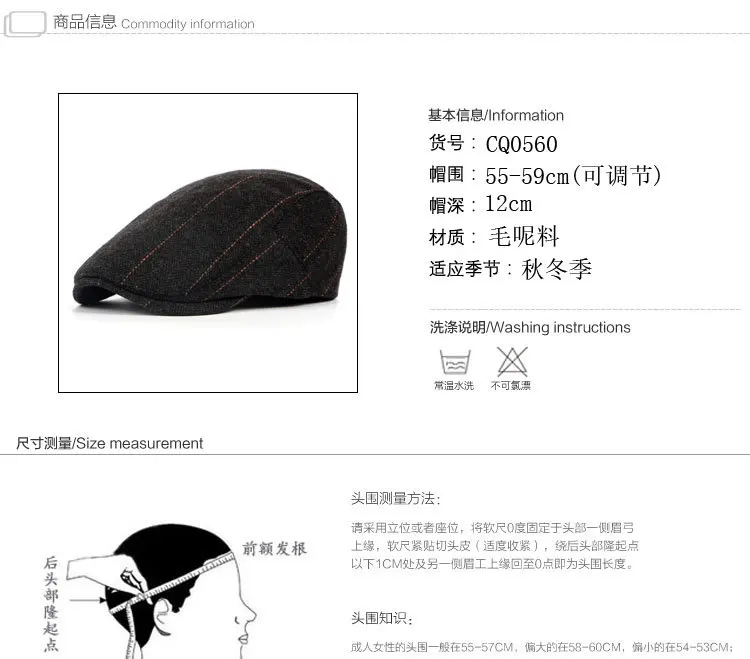 Осенняя и зимняя мужская шапка для пожилых людей, шапка для крикета, Классический шерстяной берет в клетку Mao England