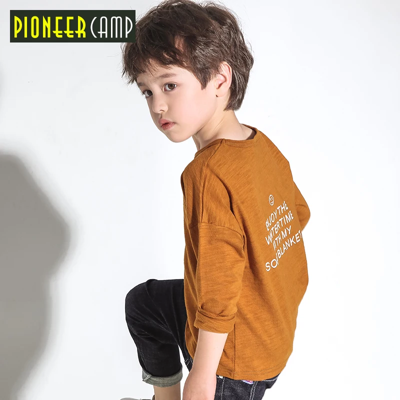 

Pioneer camp kids new arrivals long sleeve t shirt boys children clothes fashion printed tshirt for boys pure cotton BCT810161
