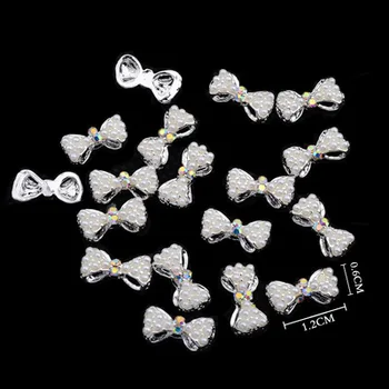 

10pcs Nail Art Decorations Crystal Glitter Bowknot Pearl DIY 3D Nails Rhinestones Decorations Free Shipping