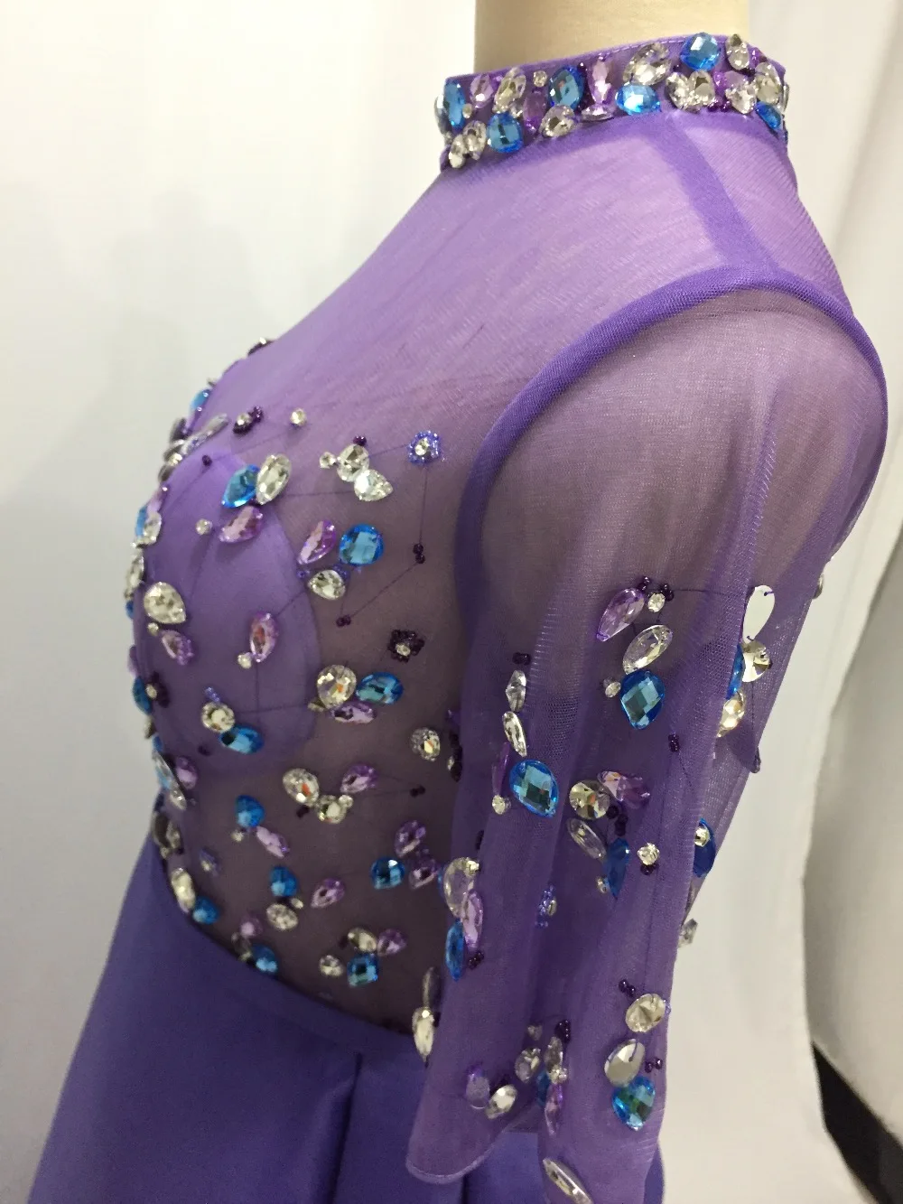 ILUSY Фиолетовый Синий Вечерние платья с ручной работы, со стразами, с высоким воротником, Детские вечерние платья для Вечерние вечернее платье longue femme