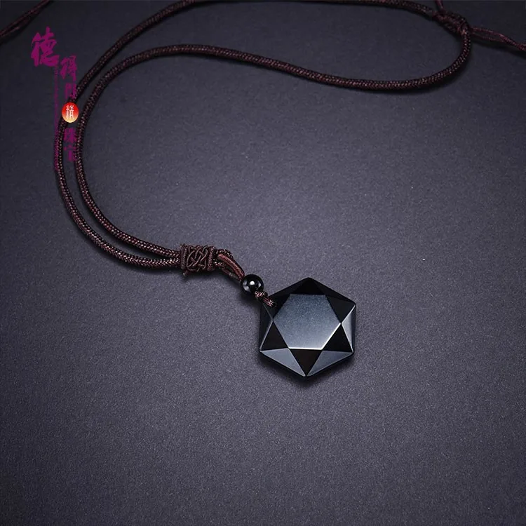 obsidian stone necklace