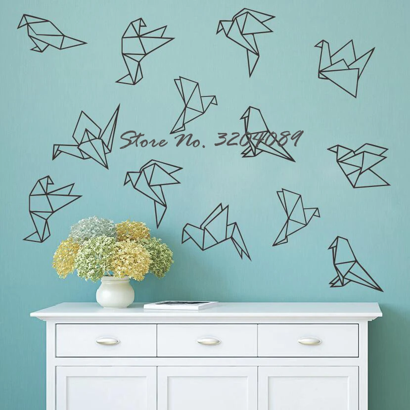 

Geometric Origami Wall Decals - 45 Vinyl Bird Decals Wall Stickers Geometric Decor Wall Patterns Unique Decor for Gifts D995