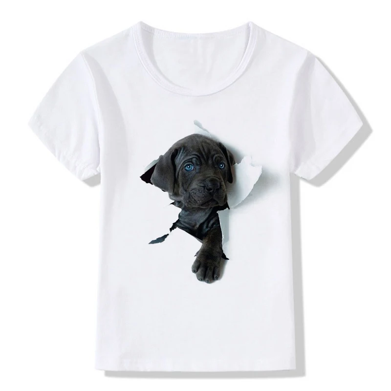 

New Design Summer Tops Children Tees Novelty Animal [DOG CAT] Print Funny T-Shirts Baby Girls Boys T Shirt Cute Kids Clothes