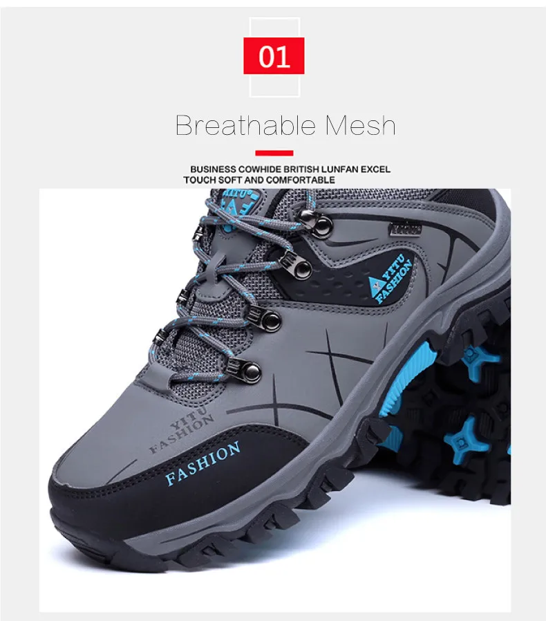 Men Hiking Shoes Waterproof Anti-Skid Outdoor Trekking Shoes High Quality Climbing Sneakers Man Sports Shoes Plus Size 39~47 (4)