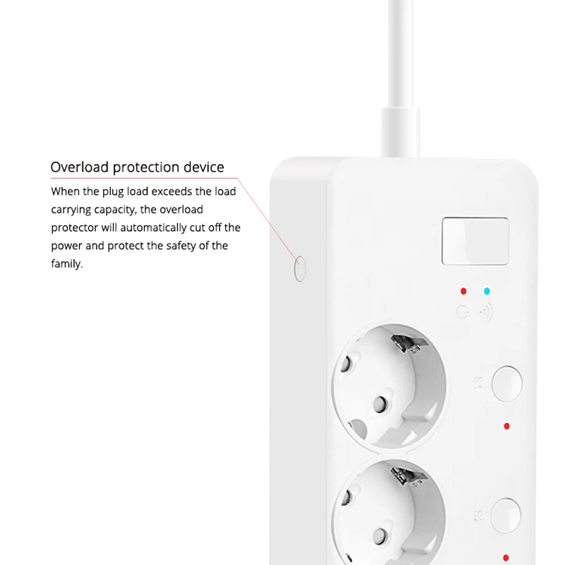 Smart WiFi Power Strip EU Plug 2USB 1.8m Extension Power Socket Network Filter Timer Surge Protector Support Alexa Google IFTTT