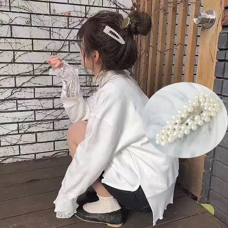 M Mism Hot Sales Trendy Hair Clips Imitation Pearl Fashion Adult