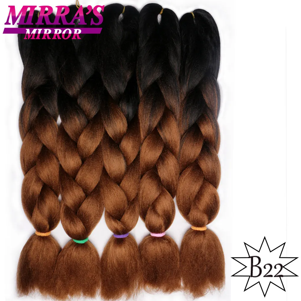 Mirra's зеркало плетение волос длинные, радужной расцветки косички синтетические крючком волосы розовый синий блонд зеленый - Цвет: Кофейный коричневый/24#